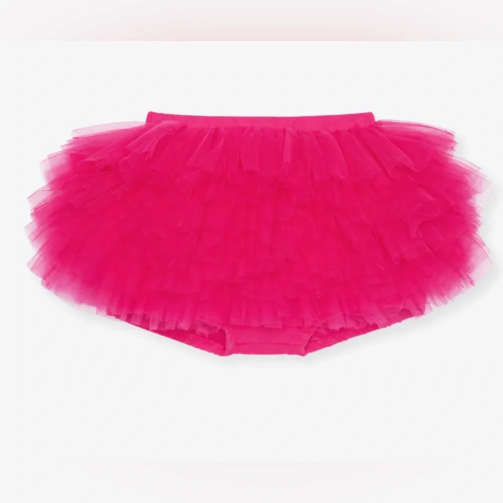 POSH PEANUT Pink Tulle and Bamboo Bloomers - 18-24M